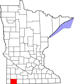 Karte von Nobles County innerhalb von Minnesota