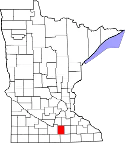 Karte von Waseca County innerhalb von Minnesota