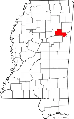 Karte von Clay County innerhalb von Mississippi