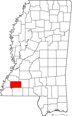 Karte von Franklin County innerhalb von Mississippi