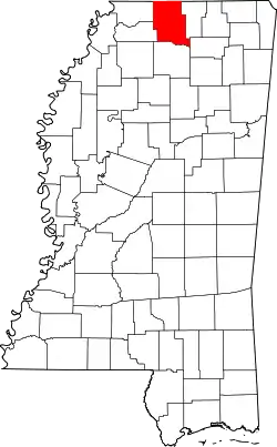 Karte von Marshall County innerhalb von Mississippi