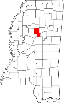 Karte von Montgomery County innerhalb von Mississippi