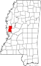 Karte von Sharkey County innerhalb von Mississippi