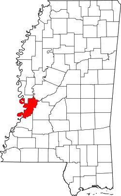 Karte von Warren County innerhalb von Mississippi
