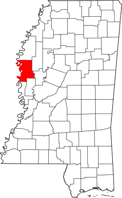 Karte von Washington County innerhalb von Mississippi