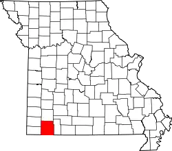 Karte von Barry County innerhalb von Missouri