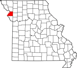 Karte von Buchanan County innerhalb von Missouri
