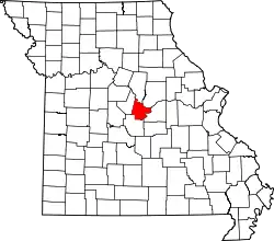 Karte von Cole County innerhalb von Missouri