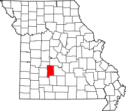 Karte von Dallas County innerhalb von Missouri