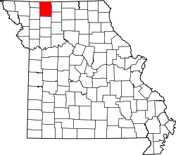 Karte von Harrison County innerhalb von Missouri