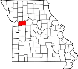 Karte von Lafayette County innerhalb von Missouri