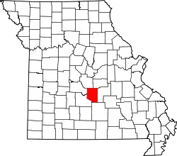 Karte von Pulaski County innerhalb von Missouri