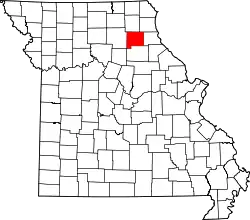 Karte von Shelby County innerhalb von Missouri