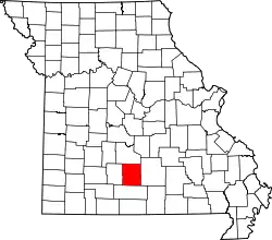 Karte von Wright County innerhalb von Missouri