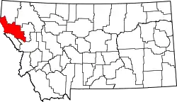 Karte von Sanders County innerhalb von Montana