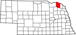 Karte von Cedar County innerhalb von Nebraska