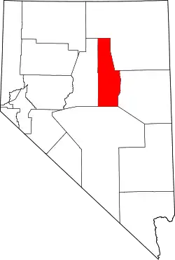 Karte von Eureka County innerhalb von Nevada