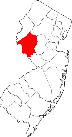 Karte von Hunterdon County innerhalb von New Jersey