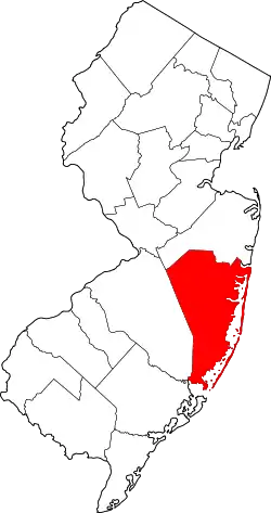 Karte von Ocean County innerhalb von New Jersey