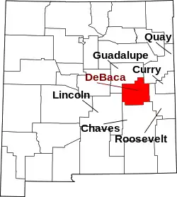 Karte von DeBaca County innerhalb von New Mexico