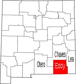 Karte von Eddy County innerhalb von New Mexico