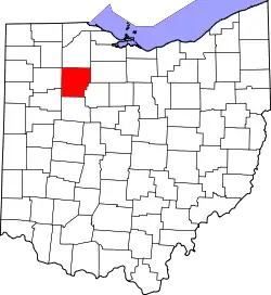 Karte von Hancock County innerhalb von Ohio