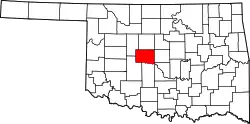 Karte von Canadian County innerhalb von Oklahoma