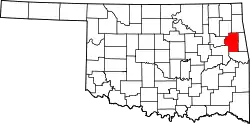 Karte von Cherokee County innerhalb von Oklahoma