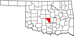 Karte von Cleveland County innerhalb von Oklahoma