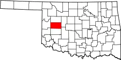 Karte von Custer County innerhalb von Oklahoma