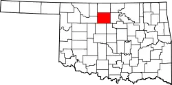 Karte von Garfield County innerhalb von Oklahoma