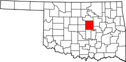 Karte von Lincoln County innerhalb von Oklahoma
