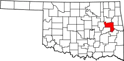 Karte von Muskogee County innerhalb von Oklahoma