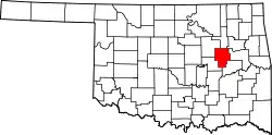 Karte von Okmulgee County innerhalb von Oklahoma