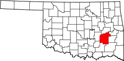 Karte von Pittsburg County innerhalb von Oklahoma