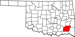 Karte von Pushmataha County innerhalb von Oklahoma