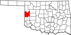 Karte von Roger Mills County innerhalb von Oklahoma