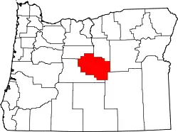 Karte von Crook County innerhalb von Oregon