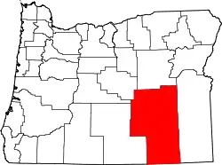 Karte von Harney County innerhalb von Oregon