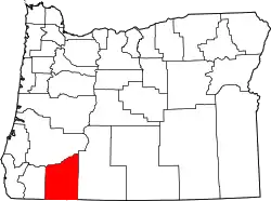 Karte von Jackson County innerhalb von Oregon