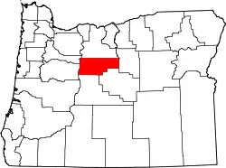 Karte von Jefferson County innerhalb von Oregon