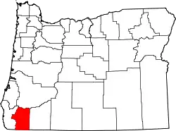 Karte von Josephine County innerhalb von Oregon