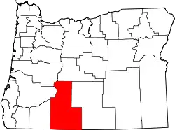 Karte von Klamath County innerhalb von Oregon