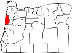 Karte von Lincoln County innerhalb von Oregon