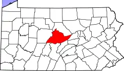 Karte von Centre County innerhalb von Pennsylvania