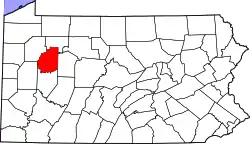 Karte von Clarion County innerhalb von Pennsylvania