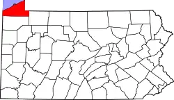 Karte von Erie County innerhalb von Pennsylvania