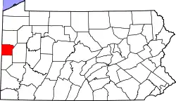 Karte von Lawrence County innerhalb von Pennsylvania