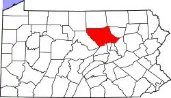 Karte von Lycoming County innerhalb von Pennsylvania