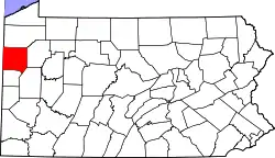 Karte von Mercer County innerhalb von Pennsylvania